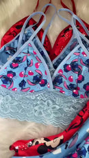 Conjunto Baby Doll Feminino Estampado – Pijama Confortável com Detalhe em Renda