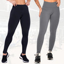 Kit com 2 Calças Legging Femininas em Suplex – Cintura Alta e Zero Transparência