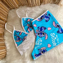 Conjunto Baby Doll Feminino Estampado – Pijama Confortável com Detalhe em Renda